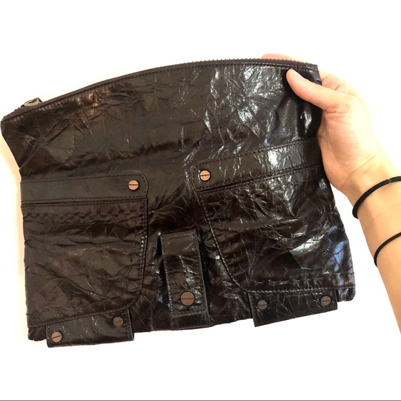 MATT & NAT brown vegan leather clutch - Picture 3 of 6
